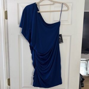 Express Royal Blue One-Shoulder Dress